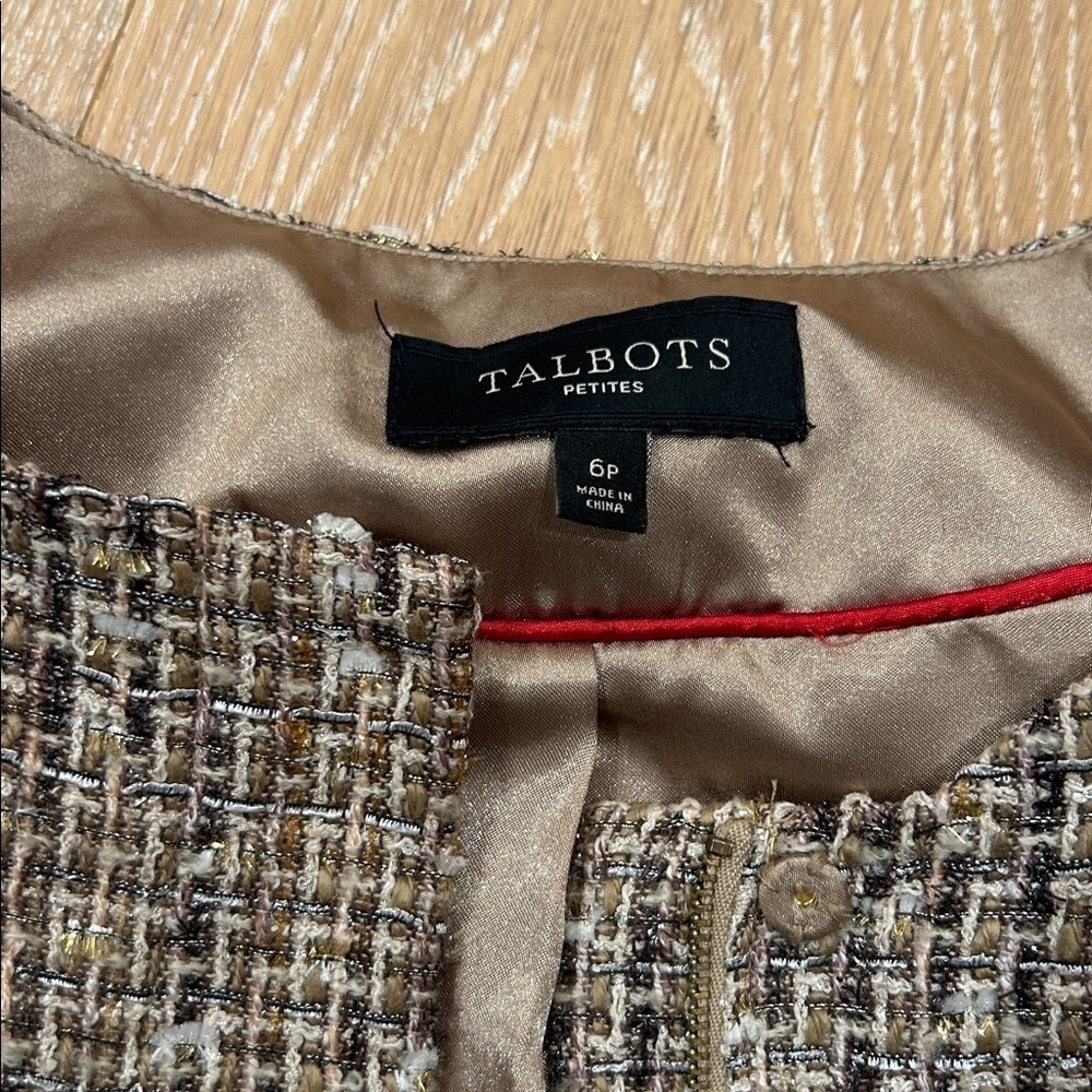 Talbots Gold Tweed Shimmer Blazer - Picture 5 of 8
